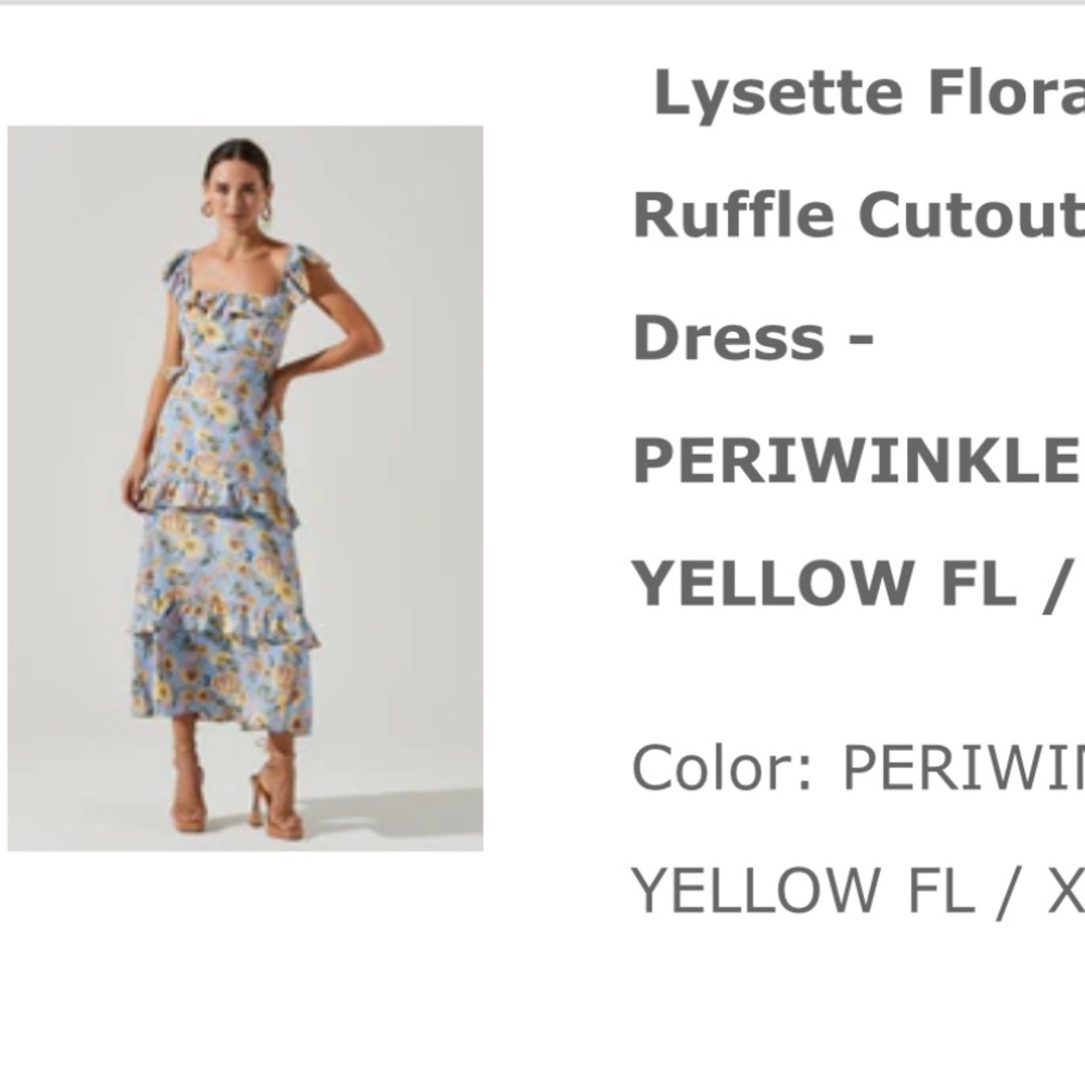 Astr Floral Ruffle Midi Dress - Blue and Yellow